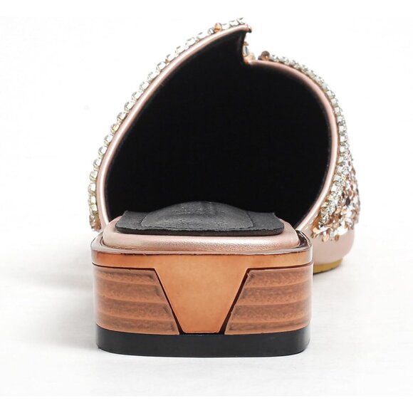 Women's Golden Flats Comfortable Soft Insole Pointed Cherry Rivet Mule Shoes - Picture 6 of 7